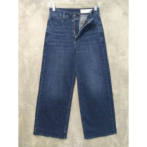rag & bone Denim - Rag and Bone Jeans Womens 25 Blue Denim Andi Ankle Wide Leg High Rise Dark Wash